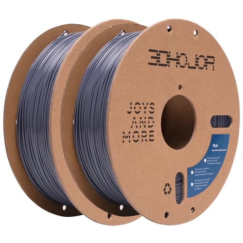 PLA Filament 1.75mm,3D Printing Filament,1kg*2 Cardboard Spool, Fit Most FDM 3D Printer,Dimensional Accuracy +/- 0.03 mm,Vacuum Packaging-2Pack Grey