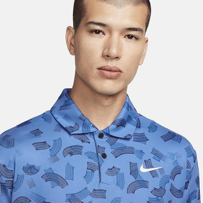 Nike Men's Dri-Fit Tour Micro Print Golf Polo, Star Blue/White, XL3