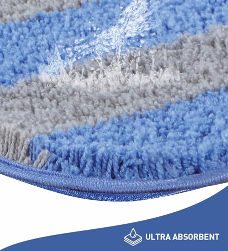 Image of Obsessions Ultra-Absorbent Quick-Dry Bath Mat | 1400 GSM Polyester | Soft, Non-Slip & Fast-Drying Bathroom Rug for Safety & Comfort | 50 x 70 cm | Blue and Silver