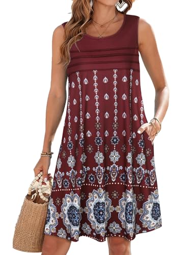 Image of CHICGAL Womens Summer Dresses Casual Loose Pleated Front Tshirt Sleeveless Tank Sundresses with Pockets 2026