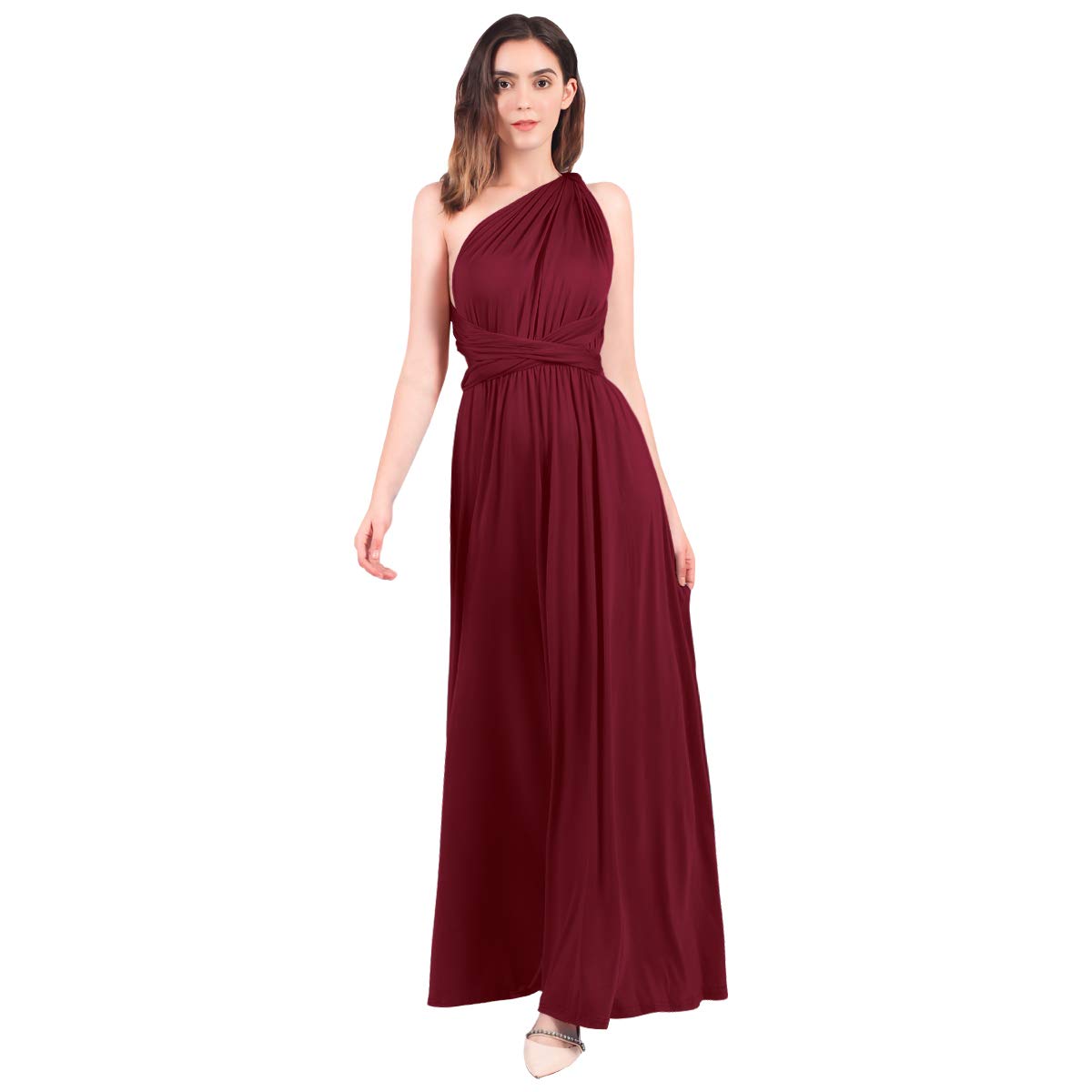 Fymnisi - Vestido largo para mujer, de noche, multiway transformador, vestido de dama de honor de boda, cuello halter sin mangas, elegante, fiesta de verano, playa formal Maxi Wrap Vestidos