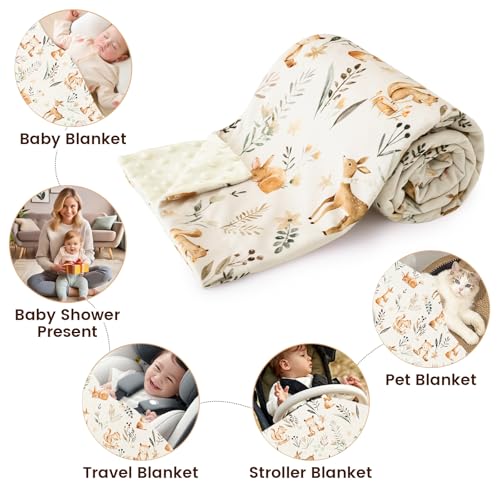 PHF Minky Baby Blanket, 30x40 Inches Soft Toddler Blanket with Double Layer Dotted Backing for Boys, Reversible Crib Receiving Blanket Bed Throws for Newborns, Infant, Babies, Woodland, 30x40 Inches by PHF - Image 7