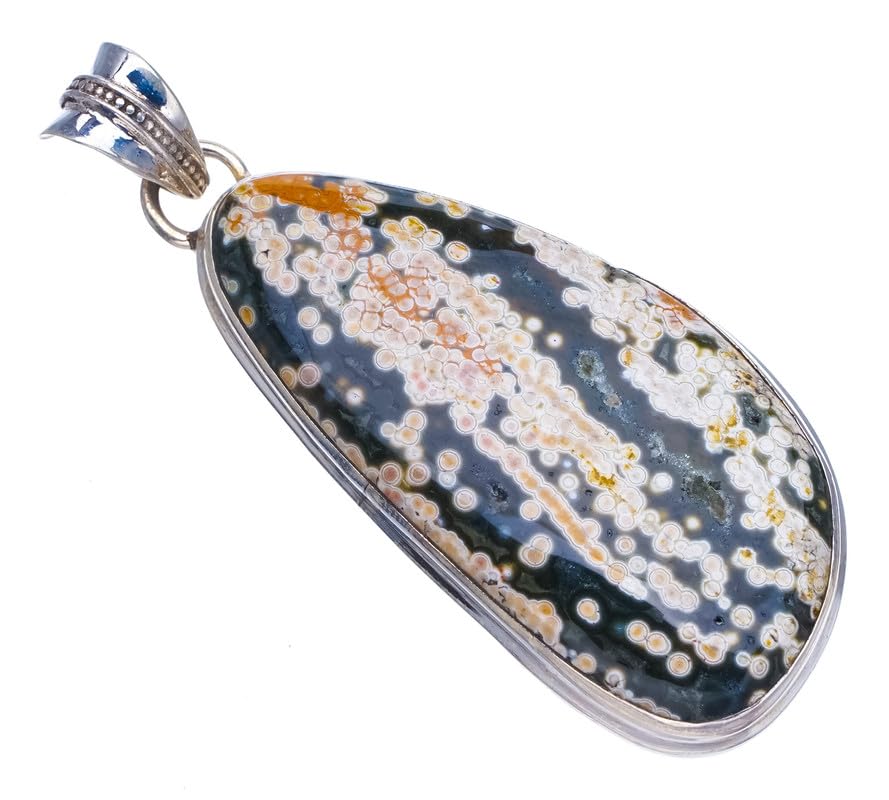 Pendentif jaspe océan argent 925 fait main contre les bijoux ternes