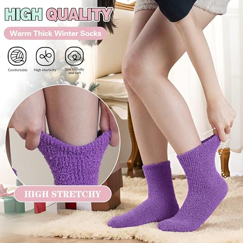 Image of Fuzzy Socks Warm Fluffy Winter Cozy Thick Plush Slipper Sleep Comfy Crew Socks for Women & Men 5 Pairs