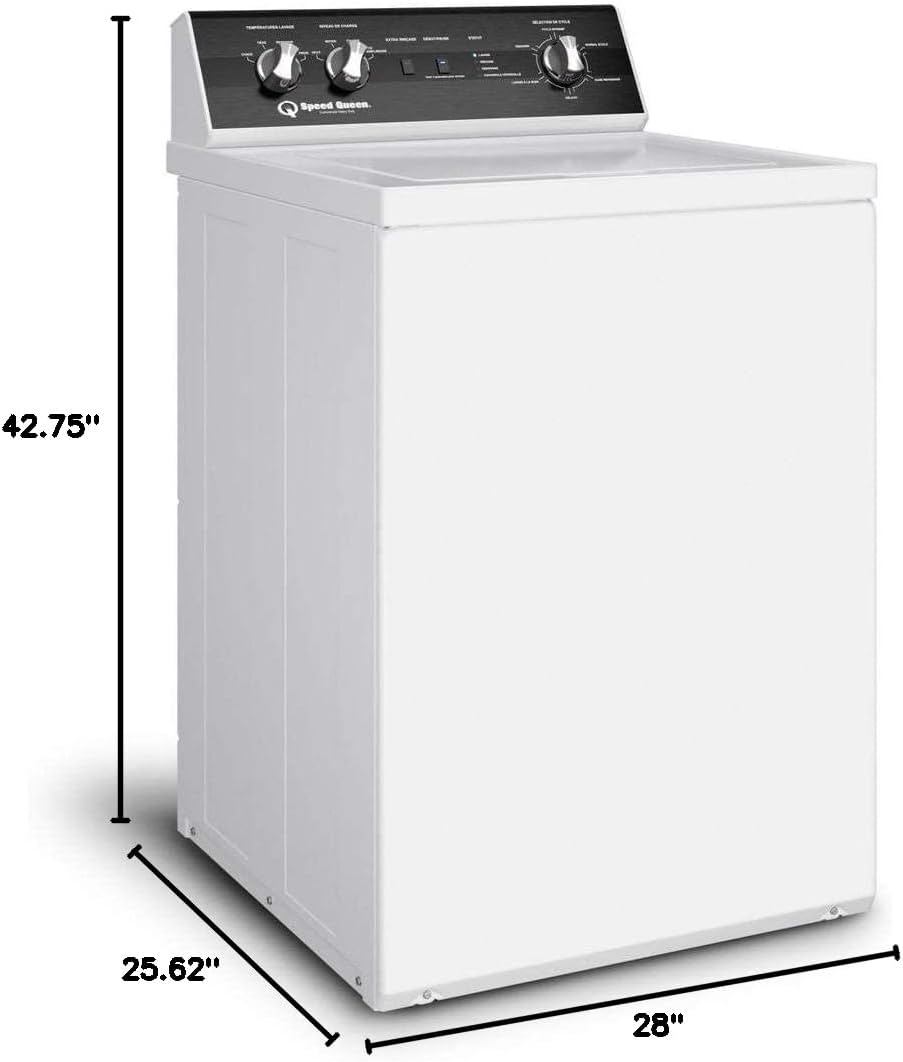 Speed Queen TR5003WN 26" Top Load Washer with 3.2 cu. ft. Capacity, 840 RPM Max Spin Speed, Knob Control, Stainless Steel Tub, in White
