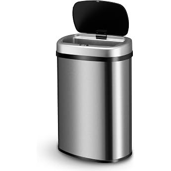 Juskys Kitchen Bin with Motion Sensor Silver 50 L - Square Waste Bin with Clamping Ring for Bin Bags - Stainless Steel - Cont
