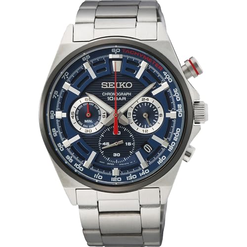 Seiko analogique SSB407P1 : montre chronographe homme en acier bleu