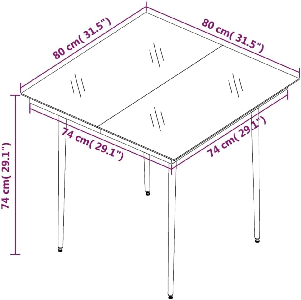Patio Dining Table,Deck Table,Outdoor Side Table,Outside Tables for Yard,Garden Table for Picnic Camping Porch Deck Lawn Backyard, Black 55.1"x27.6"x29.1" Steel and Glass