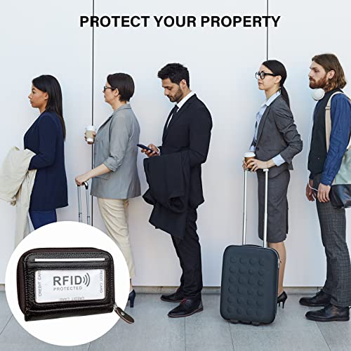Image of RFID Blocking Genuine Leather Credit Card Case Holder Security Travel Wallet (Coffee)