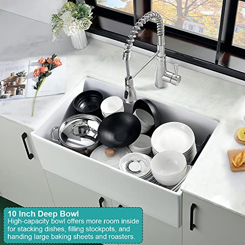 36 Inch Farmhouse Kitchen Sink - Ianomla 36X18 Inch White Fireclay Farmhouse Sink Apron Front Sink Single Bowl Kitchen Sink Deep Porcelain Ceramic Farm Sink With Bottom Grid & Strainer Drain #TOP6