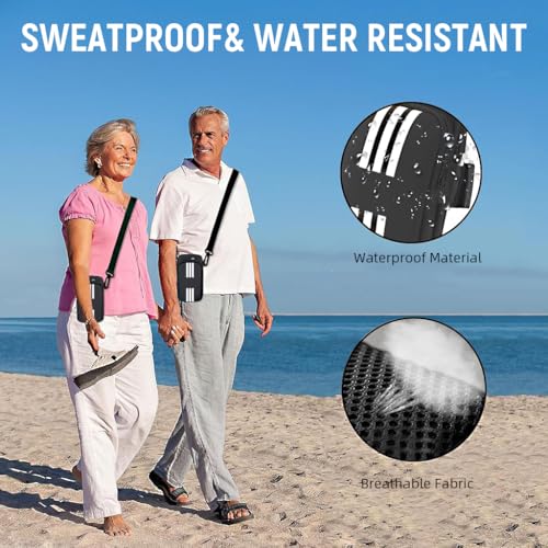 Image of Proberos Running Armband Pouch for 7'' Phones, Waterproof PU Arm Band, Double Layer Zip-up Pouch, Adjustable Arm Phone Holder with Night Reflective Strip & Earphone Cable Hole, Black