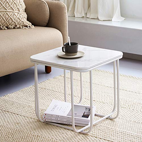 Table basse gain de place blanche en métal pour ranger le salon