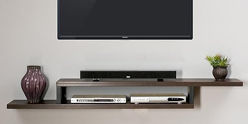 Miniatura 3 de Martin Furniture - Consola flotante asimétrica para TV, para montarse en la pared. Skyline Nogal,Banco Burba,Gris Stone,Nogal