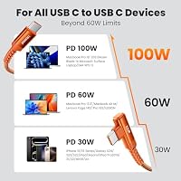 toocki 100W USB C Kabel【2 Stück 2M】 PD3.0 Schnellladekabel,90 Grad Winkel – Ansicht 8