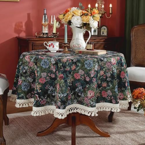 Nappe ronde jacquard pour décoration de café et table de maison rétro