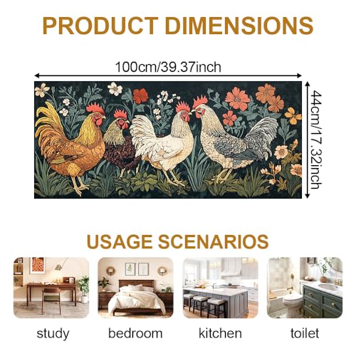 Image of Farmhouse Rooster Botanical Window Film 39.37x17.32in Cling