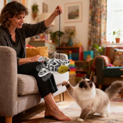 Jouet électrique pour animal oiseau battant interactif télécommande