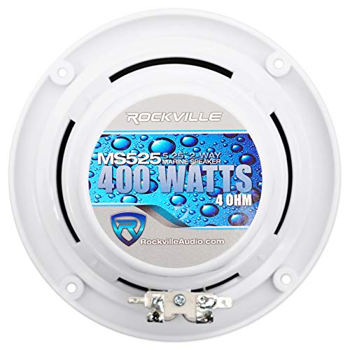 Rockville MS525W 5.25" 400W Marine Boat Speakers 4 Ohm, Waterproof IP56, 2-Way Audio, Anti-UV Build - Image 4