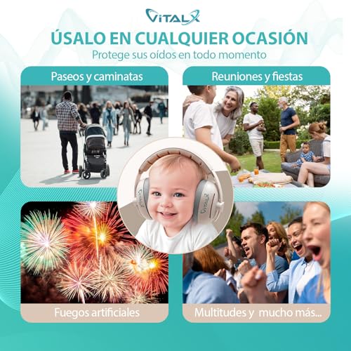 Miniatura 6 de Vitalx Super Pack De Cascos Bebe Antiruido 3 En 1 Cascos Antiruido Bebe Y Cascos Antiruido Niños De 0 A 48 Meses Accesorios Bebe Cascos Ruido Niños Cascos Para Bebes Antiruido Beige.
