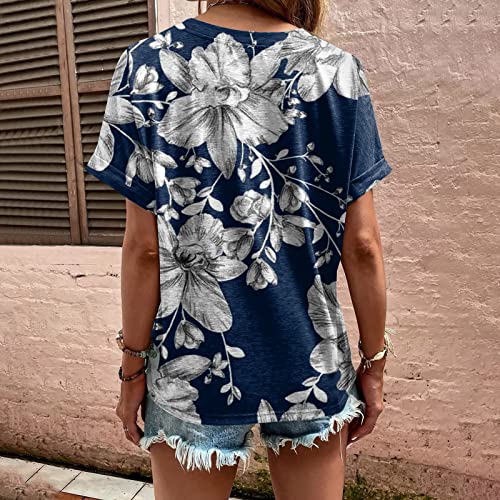 Womens Tops Dressy Casual Plus Size Spring Outfits For Women 2023 Printed Ethnic Style Hide Belly Shirts For Teens Girls V-Neck Short Sleeve Casual Dressy Spring Blouses Black L #TOP4