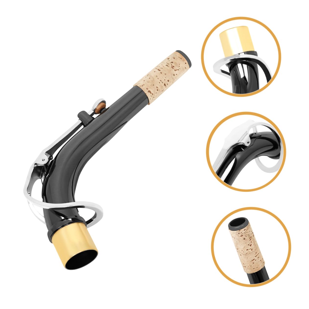 ibasenice 3pièces Saxophone Alto Bend Neck Laiton Plaqué Avec Embout Accessoire De Réparation Pour Instrument De Musique De Tube Flexible Pour Saxophonistes