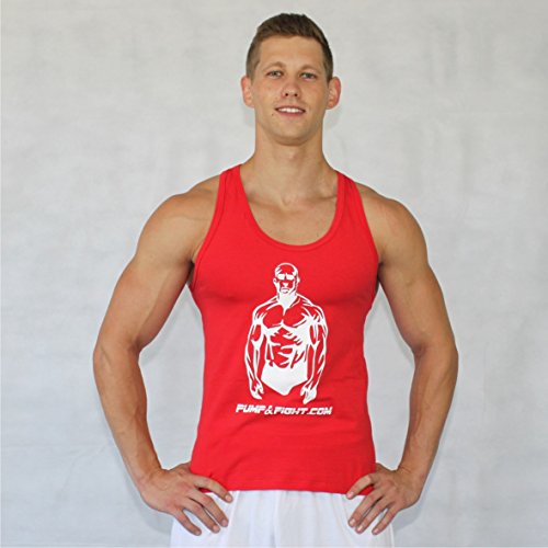 MORDEX Boxershirt Pump & Fight Stringer Y Back Tank Top with Racerback, red, S
