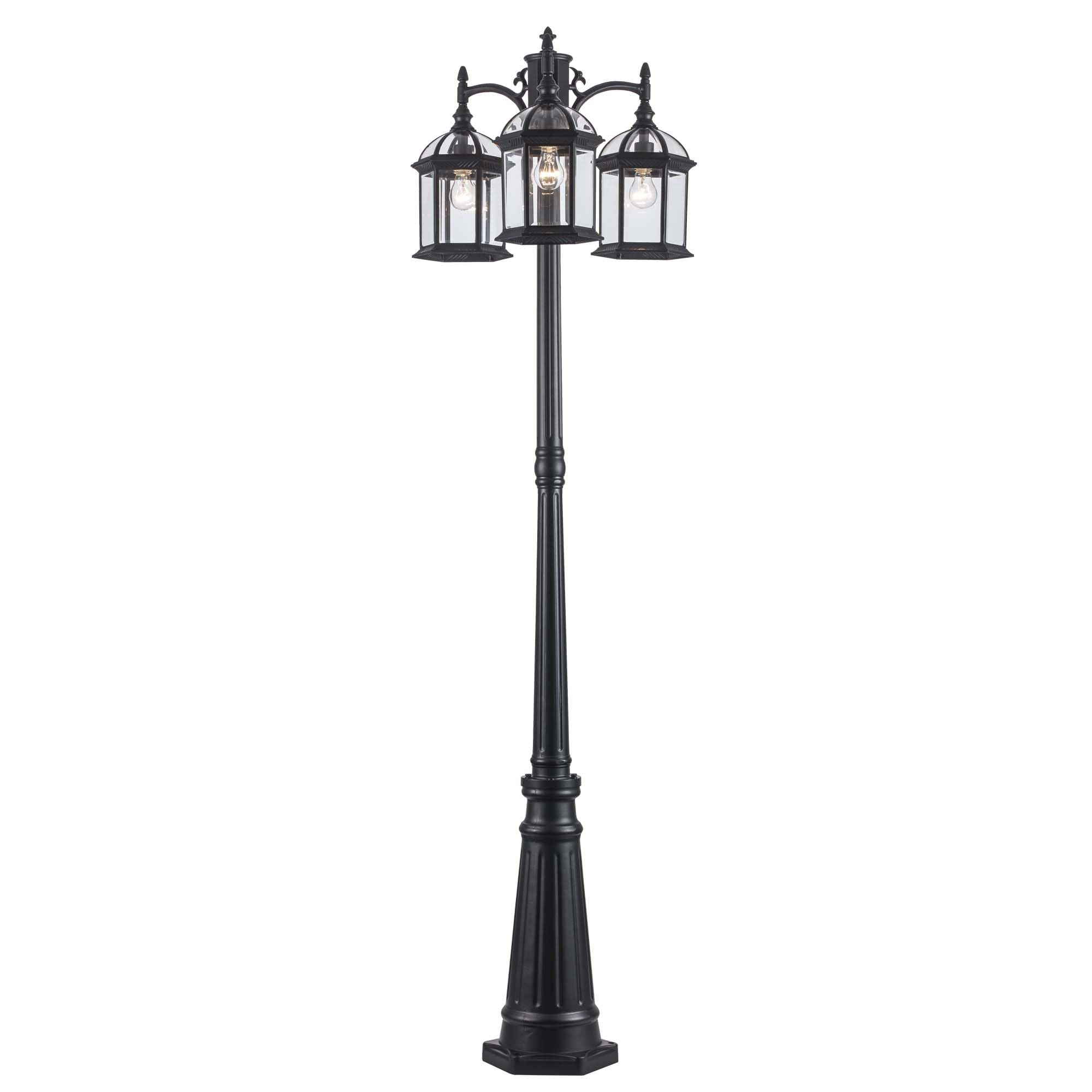 Trans Globe Lighting TG4189 BK Wentworth Collection Three Light Outdoor Lantern Style Post Mount I in a Black Finish I Traditional Style Light Fixture I