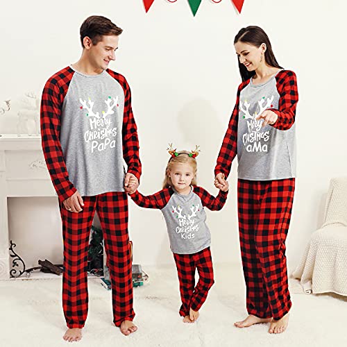 Esenlong Kerst Familie Bijpassende Outfit Set, Lange Mouw Blouse+ Plaid Lange Broek Baby Romper Xmas Pyjama Nachtkleding Vakantie Pak voor Papa Moeder Meisjes Jongens - Afbeelding 7