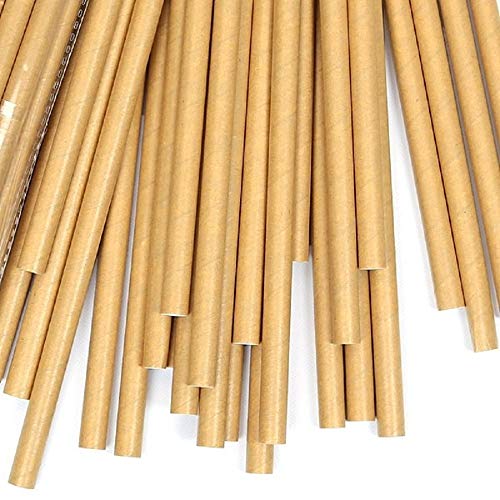 100 Kraft Biodegradable Paper Straws Co-Friendly Biodegradable Drinking Straws Bulk For Party Supplies, Bridal/Baby Shower, Birthday, Mixed Drinks, Weddings, Restaurant, Food Service, Drink Stirrer #TOP1