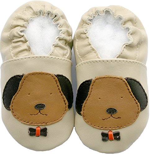 Leather Baby Soft Sole Shoes Boy Girl Infant Children Kid Toddler Crib First Walk Gift Puppy Beige (6-12month, Beige)