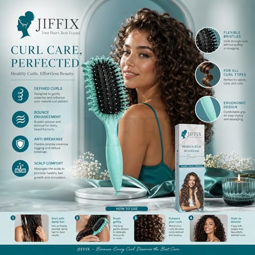 Image of Curly Hair Brush - Curl Defining & Detangling Brush for Women & Men - Boar Bristle Styling Brush for Shaping, Combing & Enhancing Natural Curls - Suitable for All Hair Types (Multi Color)