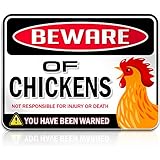 Beware of Chickens Warning Sign | 9' x 12' | Danger Sign Funny Gag Gifts for Chicken Fan Lovers |...