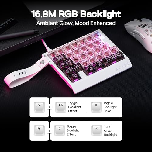 Image of MechLands AJAZZ AK029 One Handed Gaming Keyboard, 8Khz Polling, 29 Keys Rapid Fast Wired Keyboard, SOCD & DKS, Magnetic Switch, Adjustable Actuation, RGB Backlits, Aluminum Plate (Black Pink)