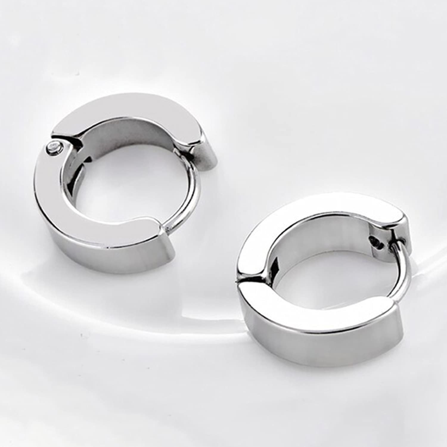 LEEQ Kolczyki męskie/damskie ze stali nierdzewnej matowe czarne srebrne 4 mm / 12 mm klasyczne kolczyki 2 szt., 4 sztuki (1 sztuka), drewno, metal, tytan, srebro, 4 sztuki (1), drewno, metal, tytan,