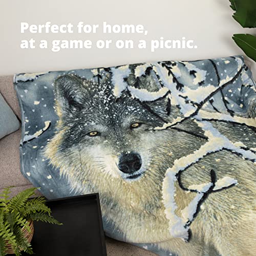 Dawhud Direct Silent Wolf Fleece Blanket For Bed, 75" X 90" Queen Size Winter Fleece Throw Blanket For Women, Men And Kids - Super Soft Plush Wolf Blanket Throw Animal Print Blanket, Blanket For Kids #TOP2