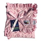 Snuggle Stuffs Baby Girls Reversible Minky Velboa Stroller Blanket (Choose Color) (Pink Heart)