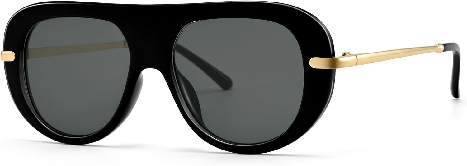 RAYSOL Retro Aviator Sunglasses for Women, Trendy Chic 70s Shades