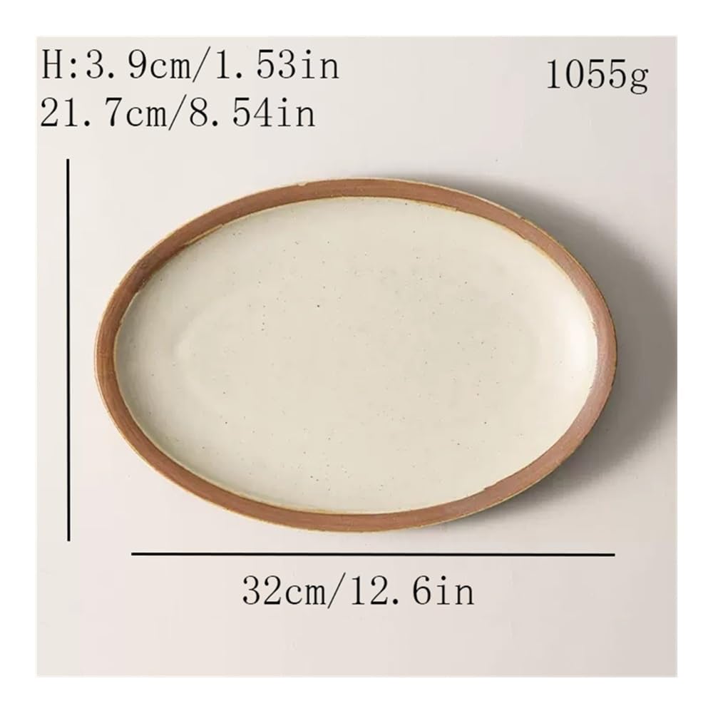 Ceramiczne talerze obiadowe, duży owalny talerz rybny na parze, zastawa stołowa retro do serwowania, trwały zestaw zastawy stołowej do domu, restauracji, elegancki design na każdą okazję
