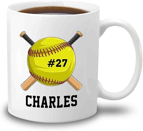 Taza de café blanca de sóftbol personalizada de 11 15 onzas, regalo para hombres, mujeres, entrenadores de equipo, niños, amantes del softbol, taza