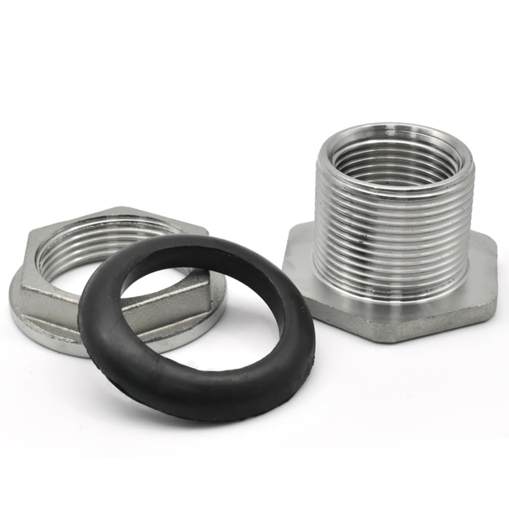 Acoplador De Conexión, 1/2 "3/4" 1 "1-1/4" 1-1/2 "2" BSP Rosca Hembra Acoplador De Conexión De Tubería De Acero Inoxidable 304 Orificio De Drenaje del Tanque De Agua Plateado(DN25)