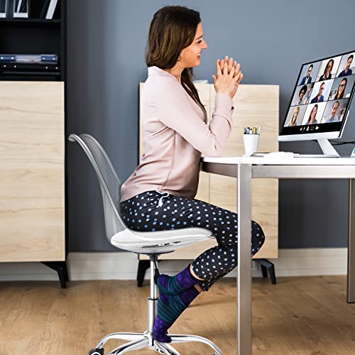 Clear Rolling Desk Chair Adjustable Home Office Vanity Chair Swivel Clear Plastic Chair Seat Clear Chair With Wheels Rolling Office Vanity Chair Acrylic Office Chair Drafting Chair For Home Office #TOP6