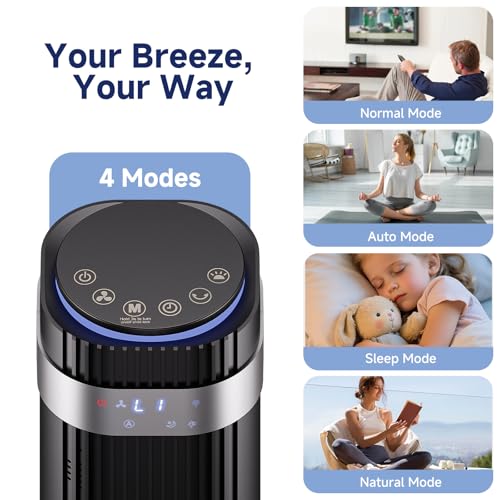 image for OLIXIS Tower Fan for Bedroom, 28dB Quiet Floor Standing Fan with Remot