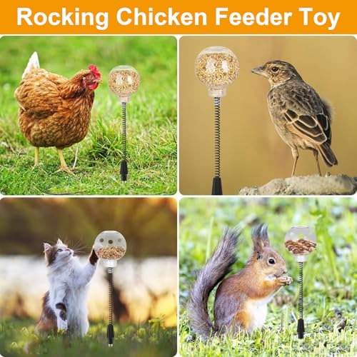 Chicken Feeders - 2PCS Outdoor Poultry Feeder With Ground Stake | Refillable Movable Trough For Hens & Birds | Chicken Feeder For Garden Farm Shed | Backyard Feeding Station For Poultry Field Exercise