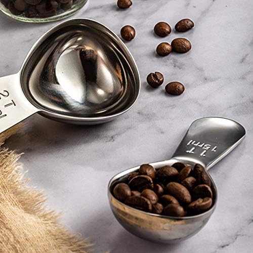 Benoon Coffee Scoop, 15/30ml Reusable Stainless Steel Protein Coffee Powder Spoon Measuring Scoop, Kitchen Measuring Tools Silver 30ml