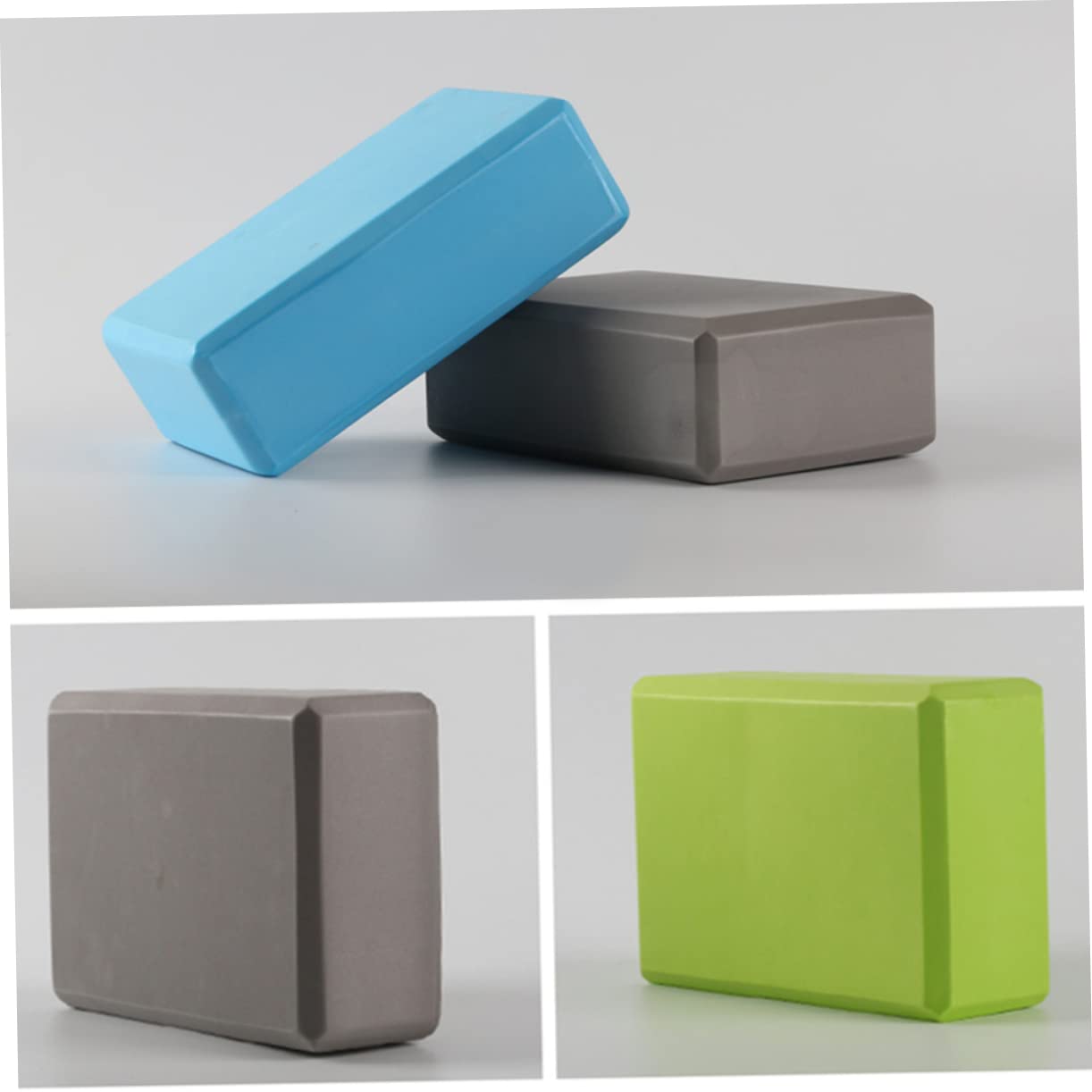 VICASKY 2 PCS High Density Yoga Blocks Skidproof Rectangular Cushions for Home Use Support for Deepening Stretches Comfortable Foundation for Beginners Injuries Grey