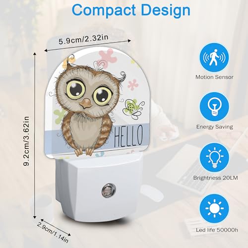 Image of Night Light,Cute Cartoon Owl and Butterfly Night Lights Plug Into WallDusk to Dawn Sensor for Bedroom Bathroom and Living Room for Women /Girls Gift