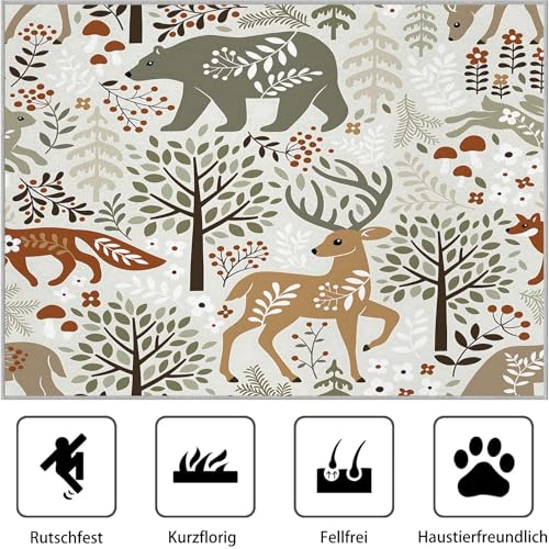 Tapis animaux de forêt verts RY-12 lavable et anti-tache