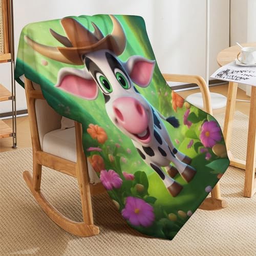 Manta de vaca abrigo suave contra el frío del sofá o cama 5