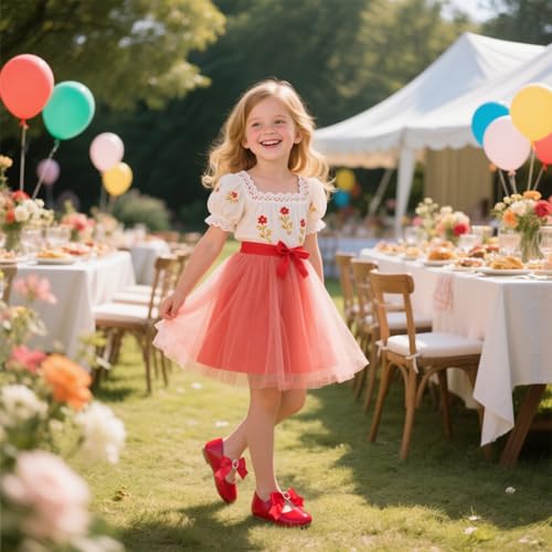 Image of PHIRAMIN Toddler Flower Girl Dress Shoes - Little Girl Mary Janes Flats Wedding