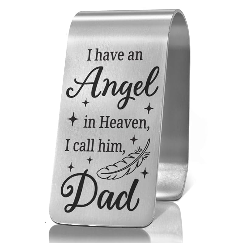 Presilha para Para-Sol Automotivo em Aço Inoxidável com Frase I Have an Angel in Heaven I Call Him Dad XQLZY MZYJ063
